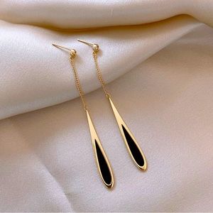 NEW - Drop Tassel Earrings in Gold and Black